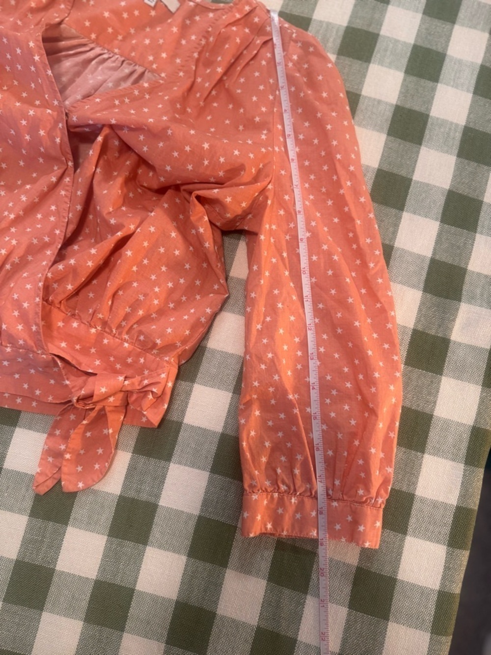 Madewell Peach Pink Star Scatter Wrap Top - Picture 13 of 14